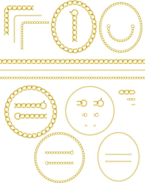 link łańcucha - gold chain chain circle connection stock illustrations