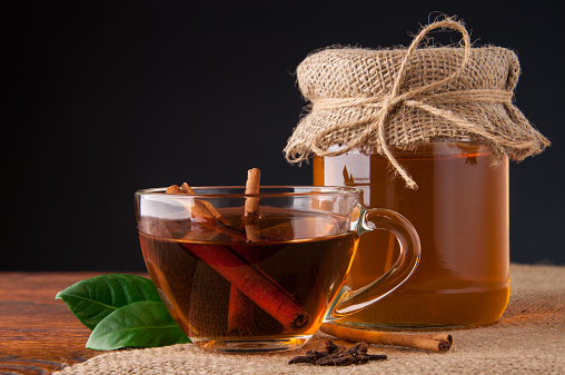 Tea with honey and cinnamon