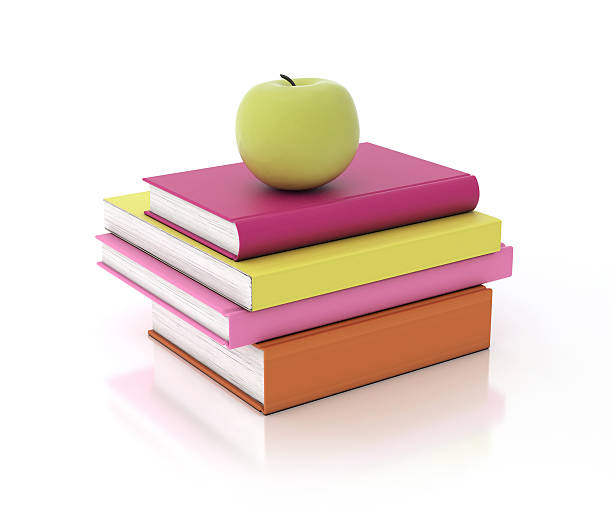 istock multicolored book tower with green apple on the top 467708444
