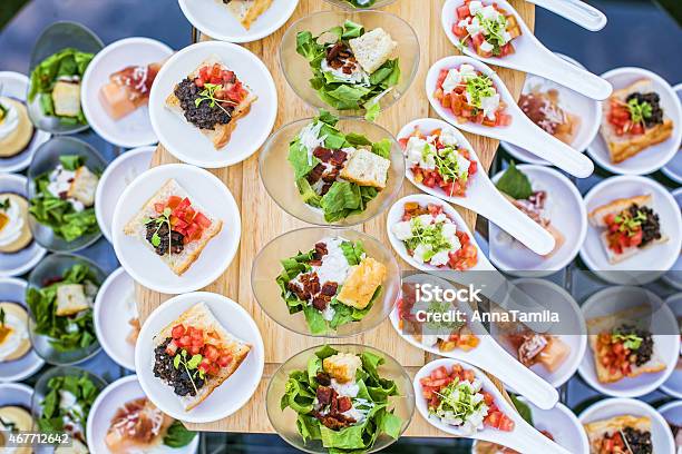 A Wedding Table Filled With Luxury Food Stock Photo - Download Image Now - Food, 2015, Appetizer