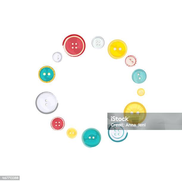 Spring Circle Buttons Decorative Circle Of Sewing Buttons Over White Stock Illustration ...