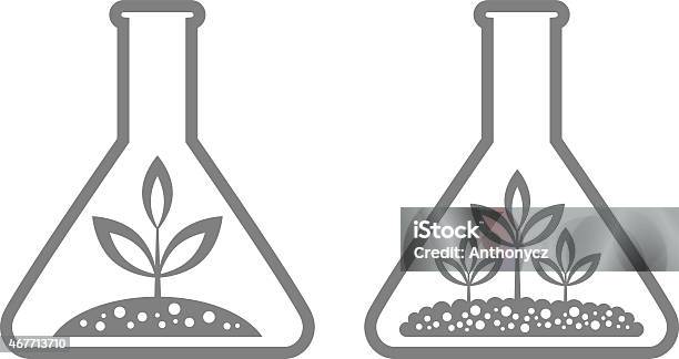 Plant In Laboratory Glass Stock Illustration - Download Image Now - 2015, Analyzing, Botany