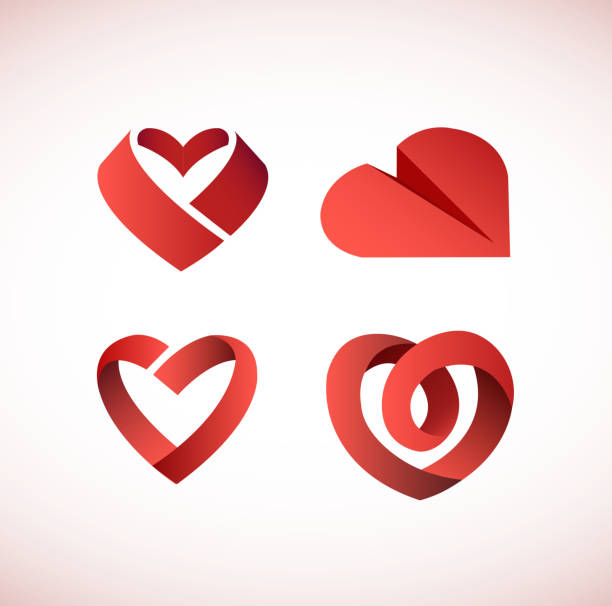illustrazioni stock, clip art, cartoni animati e icone di tendenza di icona di cuore rosso collezione - february three dimensional shape heart shape greeting