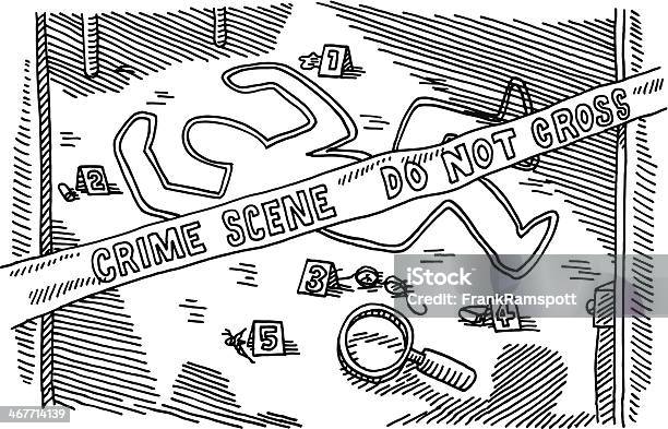 Crime Scene Murder Drawing Stock Illustration - Download Image Now - Chalk Outline, Crime Scene, Crime