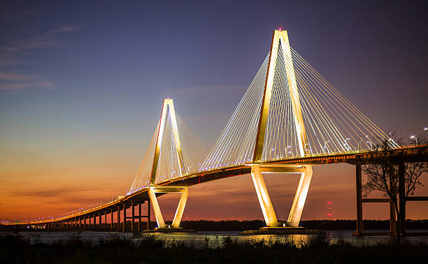 istock Arthur Ravenel Jr Bridge Illuminated in Evening 467714466