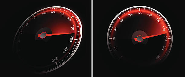 ilustrações, clipart, desenhos animados e ícones de velocímetro - speedometer gauge car speed