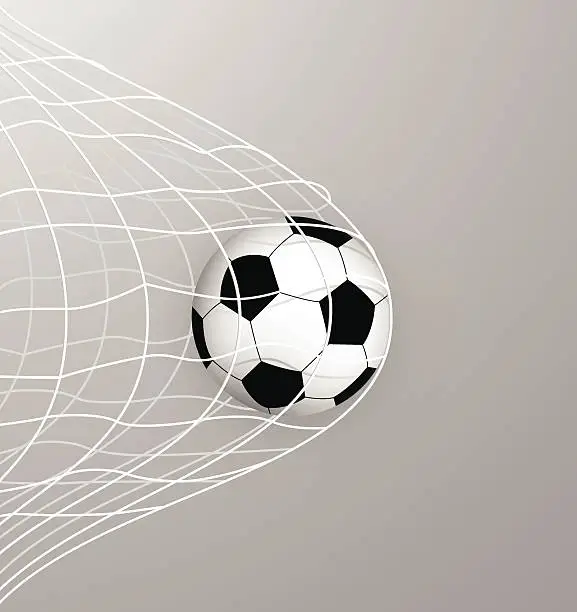Vector illustration of Soccer ball in the net