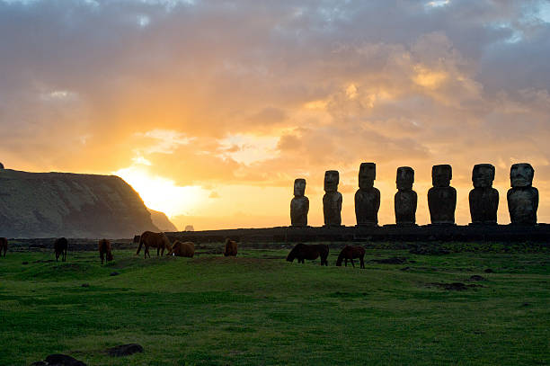 Sunrise on Easter Island stock photo