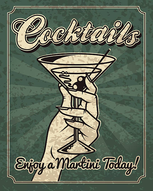 vintage kobieta z martini - martini glass martini dirty martini cocktail stock illustrations