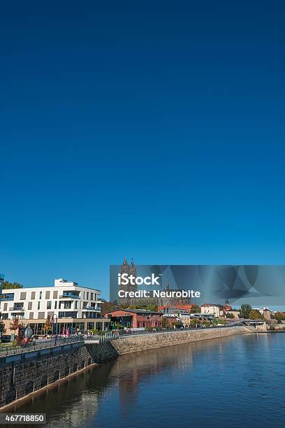 Magnificent Cathedral Of Magdeburg At River Elbe And New Town Stock Photo - Download Image Now