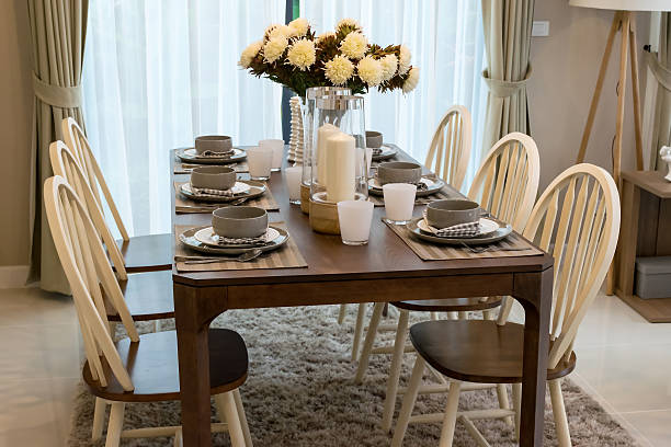 istock dining table and comfortable chairs in modern home with elegant 467718890