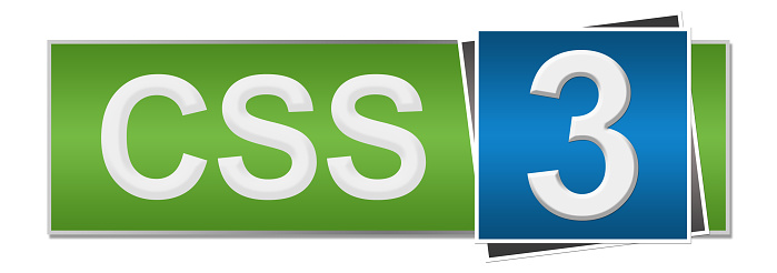 CSS 3 concept image with text in green blue background.