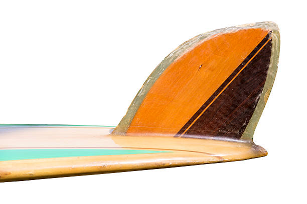 istock Vintage 60's Surfboard fin isolated on white 467720418