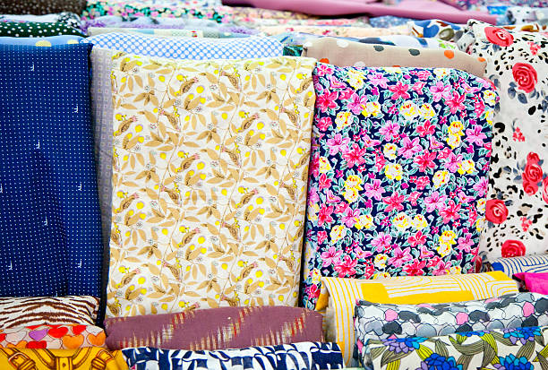 istock Colored textile in a traditional east bazaar, Vietnam. 467722081