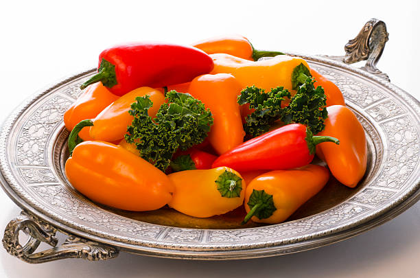 platter of peppers stock photo