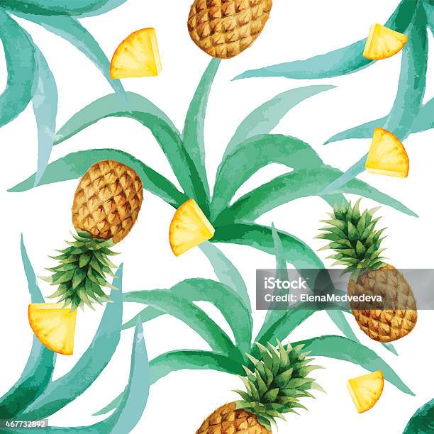 Pineapple Pattern Stock Illustration - Download Image Now - Pineapple, Luau, Hibiscus