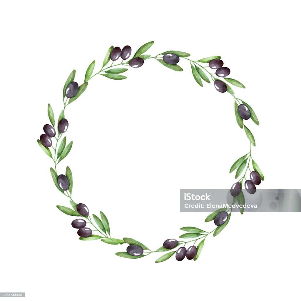 Watercolor olive branch wreath Watercolor olive branch wreath. Hand drawn natural vector frame. Laurel Wreath stock vector