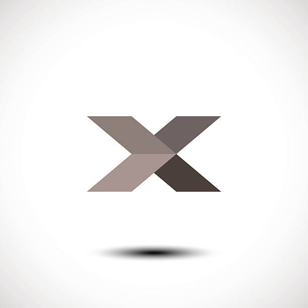 Abstract icon in black and white of the letter x vector art illustration