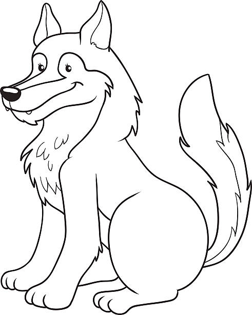illustrations, cliparts, dessins animés et icônes de livre de coloriage (loup) - louveteau gris