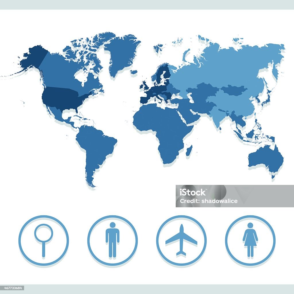 World map icons set great for any use. Vector EPS10. 2015 stock vector