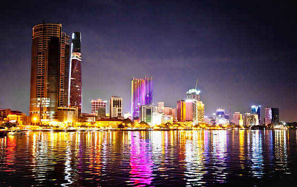 istock Panoramic cityscape of Saigon at night, Vietnam. 467743193