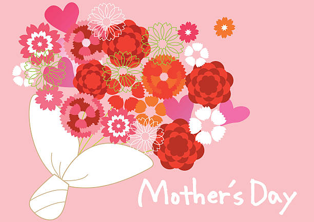 гвоздика of mother's day) - mothers day mother single flower family stock illustrations