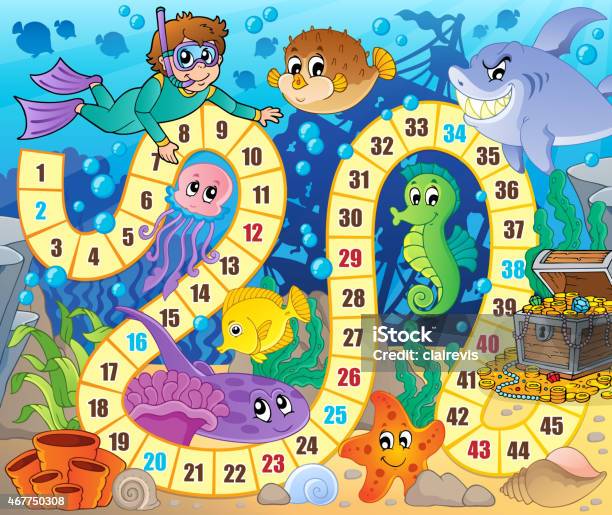 Board Game Image With Underwater Theme 2 Stock Illustration - Download Image Now - Board Game, Sea, Child