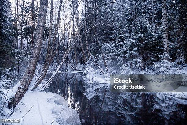 Reflections On Wintry River Stock Photo - Download Image Now - Backgrounds, Beauty In Nature, Blue