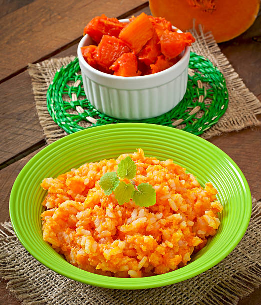istock Pumpkin porridge in white bowl 467752046