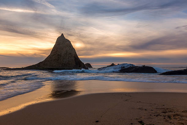Martins beach near half moon bay at sunset