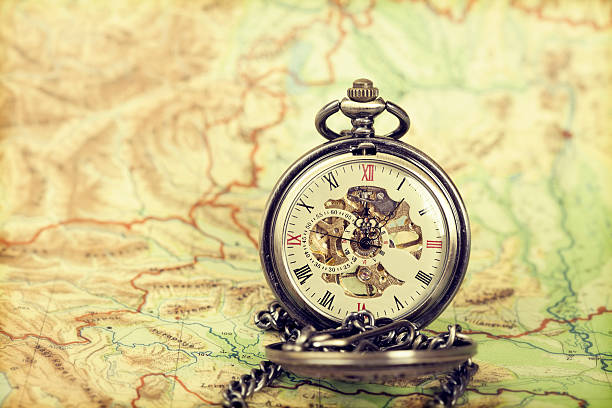 istock Vintage watch on antique map 467755146