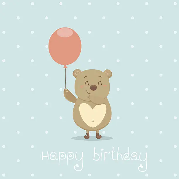 Vector illustration of Happy Birthday card with cute bear