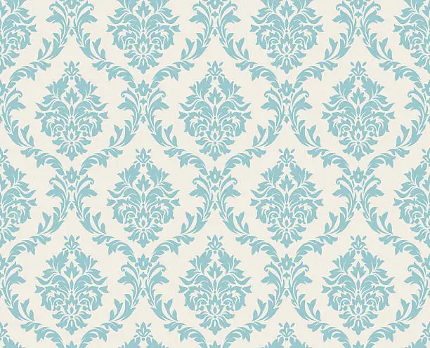 Vector illustration of Seamless damask pattern done in light blue
