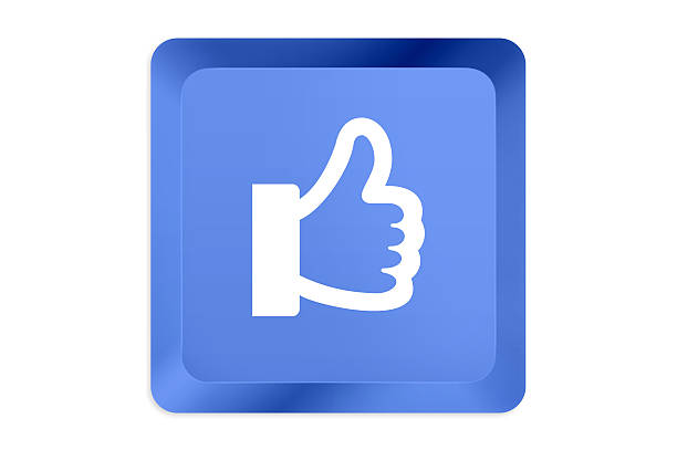 Blue color Like button on the white background, thumbs up, OK sign