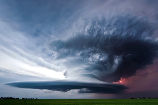 Beautifully structured supercell thunderstorm in American Plains
