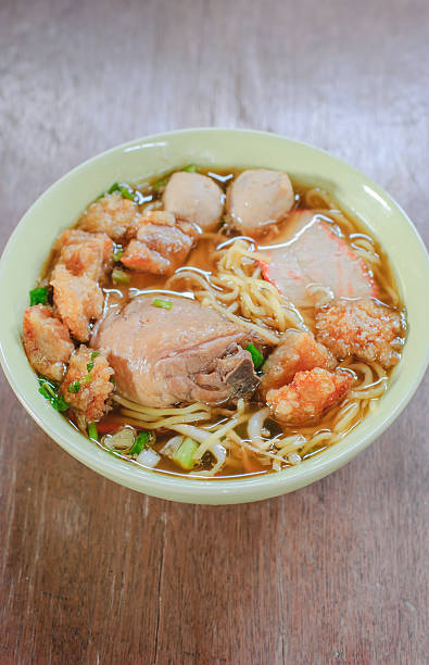 chicken Noodle Soup in Bowl chicken Noodle Soup in Bowl, Thai food delaware chicken stock pictures, royalty-free photos & images
