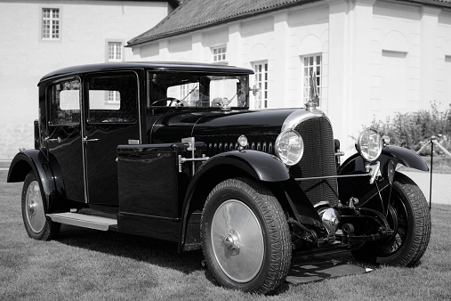 Fredericksburg, VA, USA- 02-06-2023: Vintage car; Cadillac 1936 registered in Virginia State, USA.
