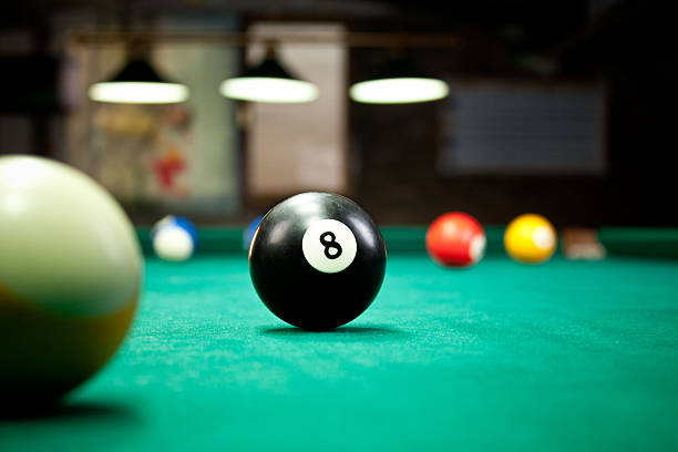 istock Close up eye level view of billiard balls 467768790
