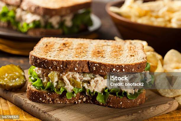 Healthy Tuna Sandwich With Lettuce Stock Photo - Download Image Now - Bread, Dinner, Fast Food