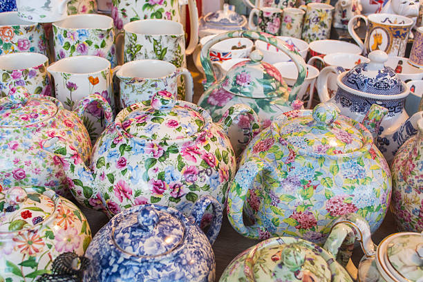 istock tea set on market stall 467771113