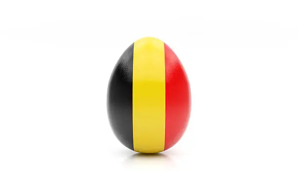 easter egg painted with the flag of Belgium on white background, isolated