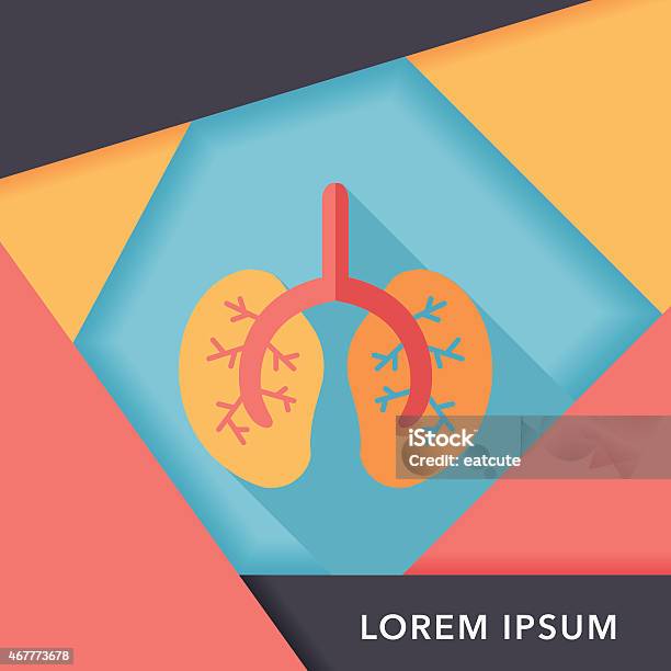 Vetores de Pulmões Ícone Plana Com Sombra Longa e mais imagens de 2015 - 2015, Anatomia, Bem-estar