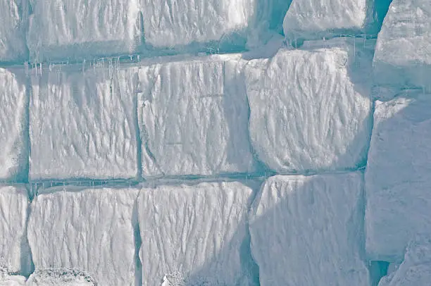 Bricks of snow at Ice Hotel in Sweden