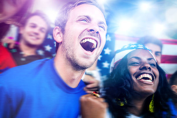 istock Group of happy USA supporters 467774893