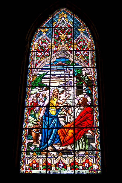 Stained Glass window in Quito, Ecuador stock photo