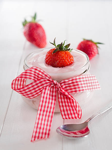 istock Strawberry yoghurt in a glass 467779862