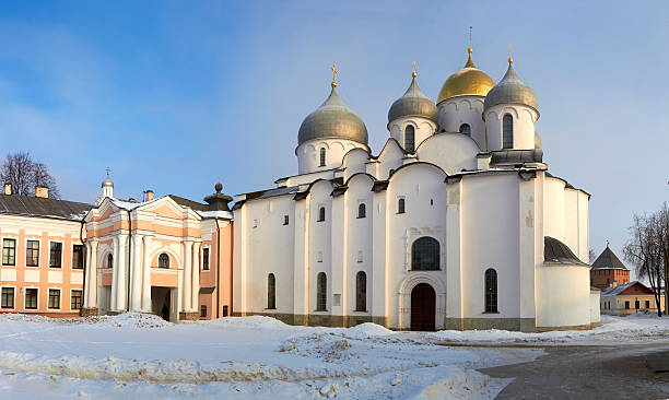 oldest in Russia Cathedral of St. Sophia. Veliky Novgorod at stock photo