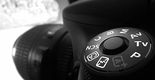 Close up shot of DSLR camera mode dial.