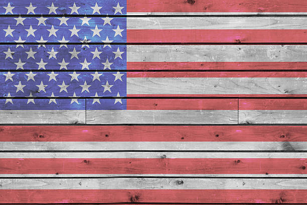 istock usa flag on  wood texture background 467783816