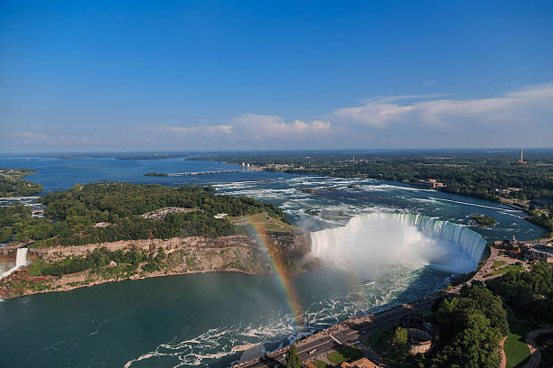 majestatyczny piękny widok na wodospad niagara z ludzi w tle - niagara falls falling people usa zdjęcia i obrazy z banku zdjęć